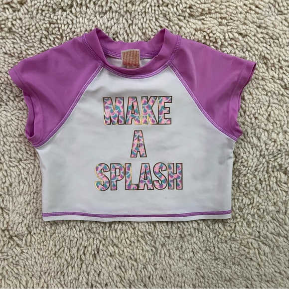 Girls’ ‘Make a Splash’ Mermaid Rashguard Swim Top - Picture 2 of 5